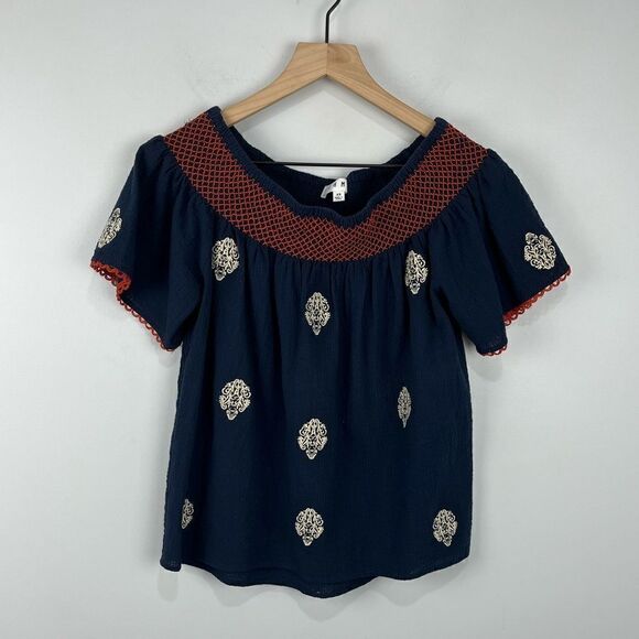 THML Navy Cotton Blouse with Embroidery XS - Picture 1 of 6